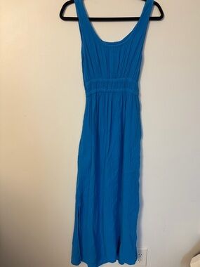 XiRENA Blue Cotton Cut-out MIDI dress with slit - XS